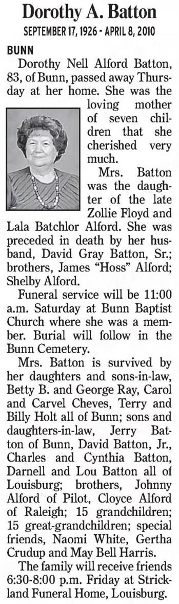 Obituary for Nell Alford Batton (Aged 83) - 
