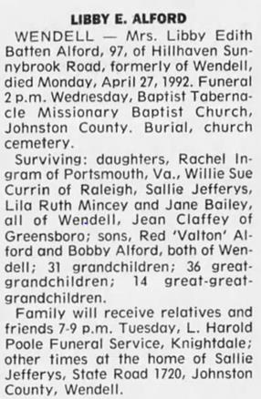 North Carolina Obituaries K Z