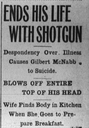 Article about the suicide of Gilbert McNabb - 8 Apr 1916